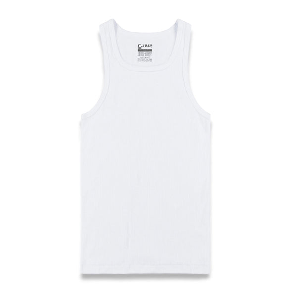 c in² Layers Classic Ribbed Fitted Tank White