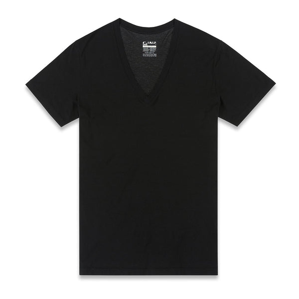 c in² Layers Slim Deep V-Neck T-Shirt Black