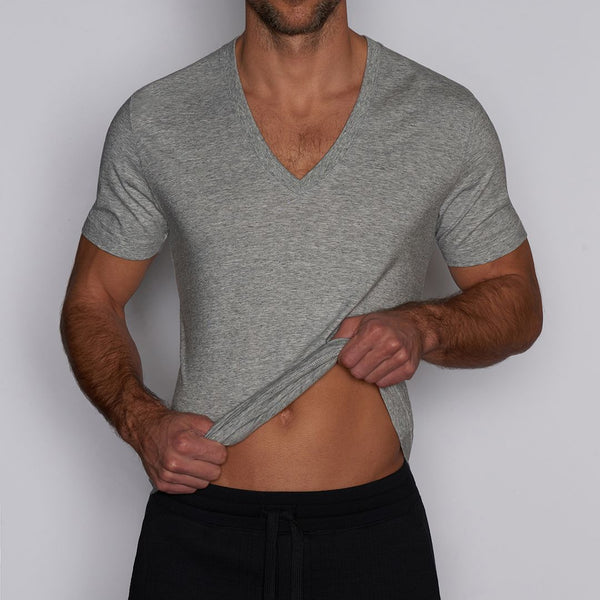 C In² Layers Slim Deep V-Neck T-Shirt Grey Heather