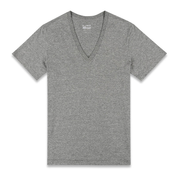 c in² Layers Slim Deep V-Neck T-Shirt Grey Heather