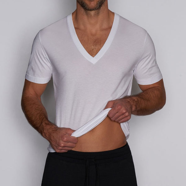 C In² Layers Slim Deep V-Neck T-Shirt White