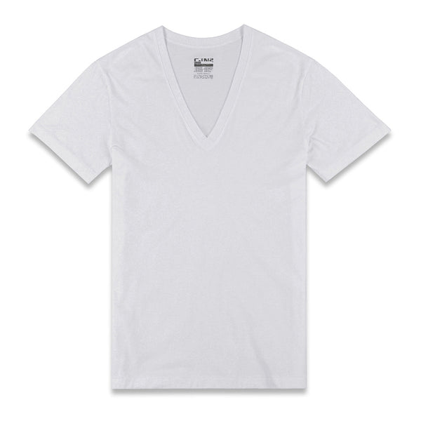 c in² Layers Slim Deep V-Neck T-Shirt White