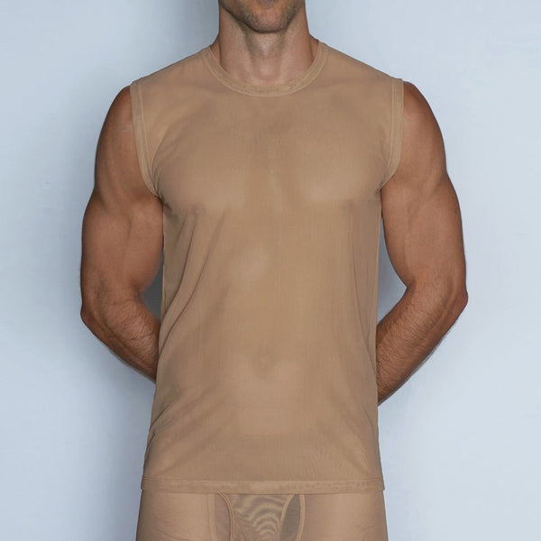 c in² Sheer Sleeveless Crew Neck T-Shirt Nix Nude