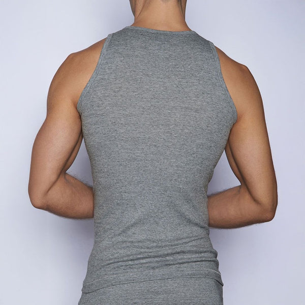 C In² Layers Classic Ribbed Fitted Tank Grey Heather