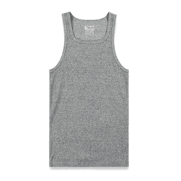 c in² Layers Classic Ribbed Fitted Tank Grey Heather