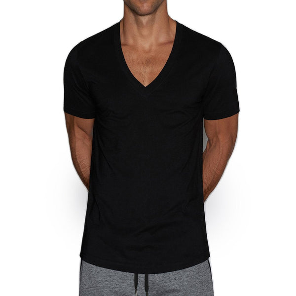 C In² Perfect Pima Relaxed Deep V-Neck T-Shirt Black
