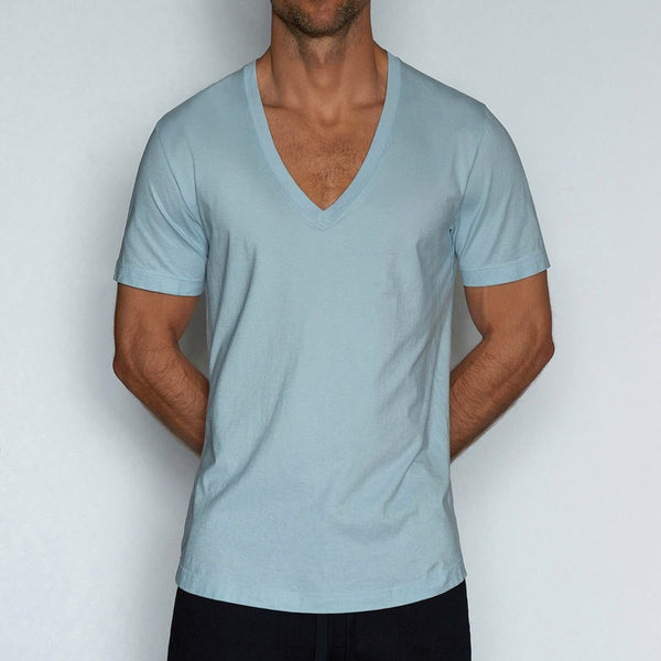 C In² Perfect Pima Relaxed Deep V-Neck T-Shirt Blythe Blue