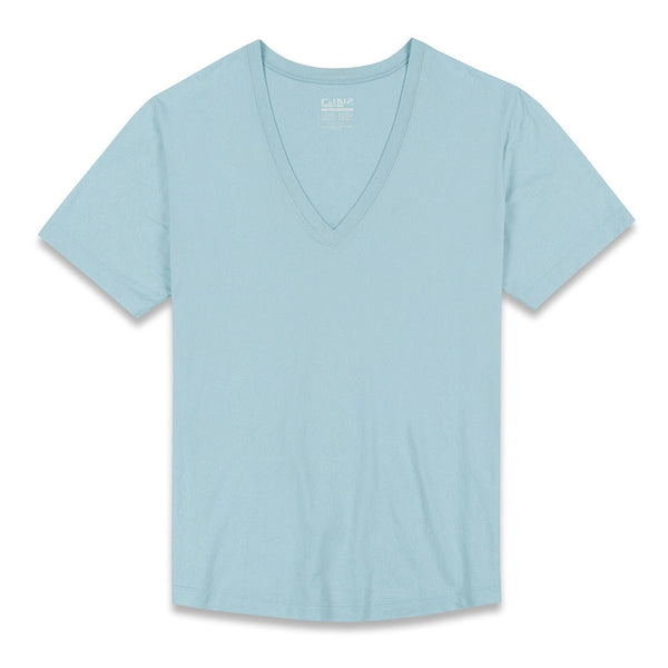 c in² Perfect Pima Relaxed Deep V-Neck T-Shirt Blythe Blue