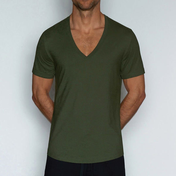 C In² Perfect Pima Relaxed Deep V-Neck T-Shirt Gladwin Green