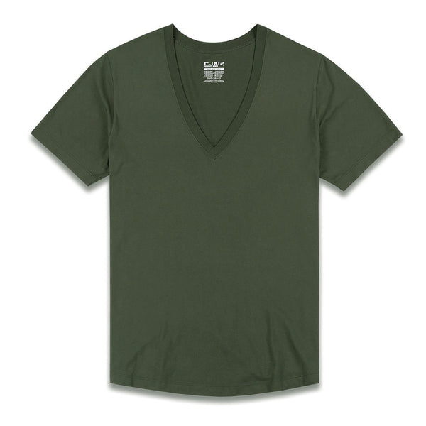c in² Perfect Pima Relaxed Deep V-Neck T-Shirt Gladwin Green
