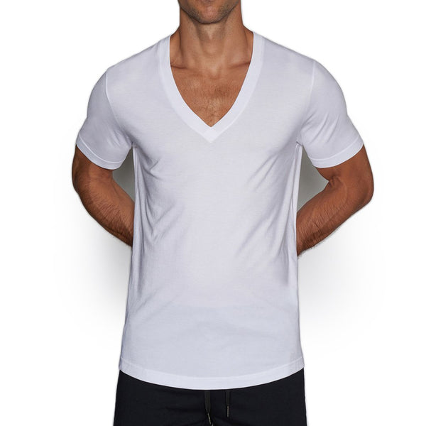 C In² Perfect Pima Relaxed Deep V-Neck T-Shirt White