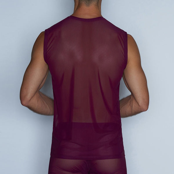 C In² Sheer Sleeveless Crew Neck T-Shirt Perrie Purple