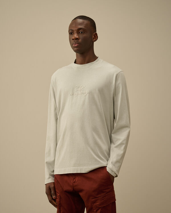 C.p. Company 1020 Jersey Longsleeve Logo T-Shirt BLUE FOX - GREY