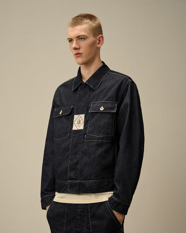 C.p. Company 3/1 Hand Plated Denim Short Jacket DENIM - BLUE