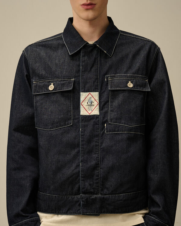 C.p. Company 3/1 Hand Plated Denim Short Jacket DENIM - BLUE