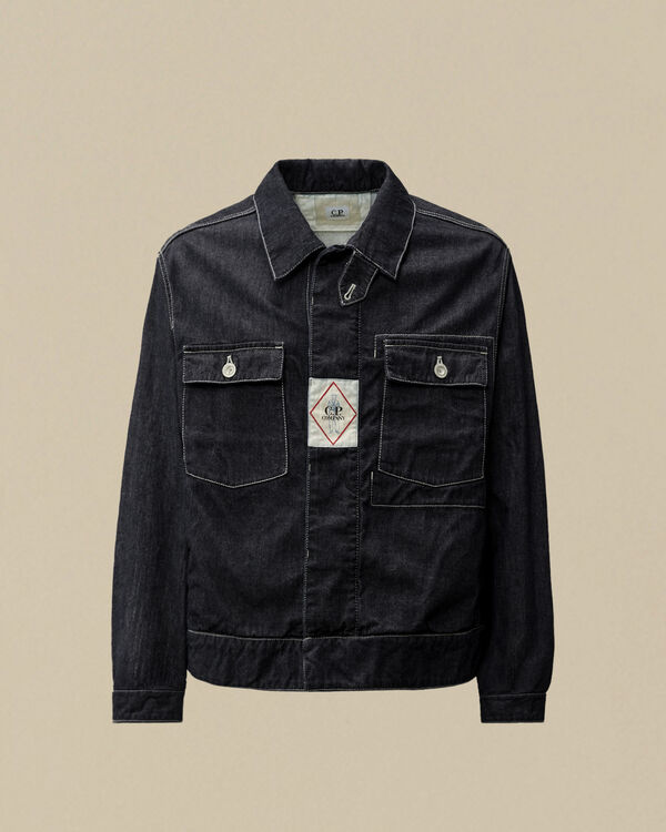 c.p. company 3/1 Hand Plated Denim Short Jacket DENIM - BLUE