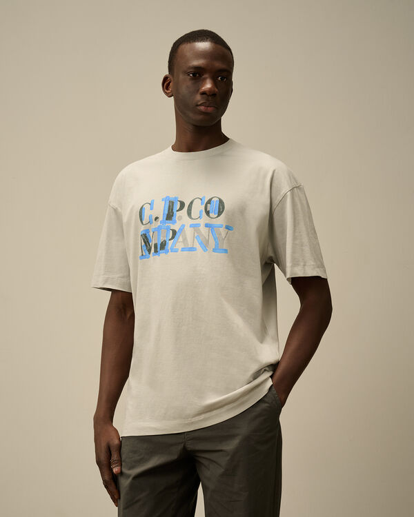 C.p. Company 30/1 Jersey Blurred Logo T-Shirt BLUE FOX - GREY
