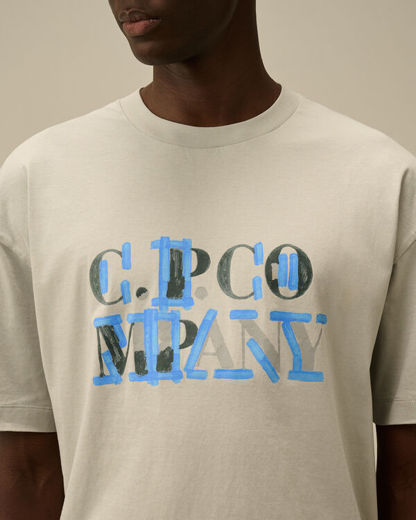 C.p. Company 30/1 Jersey Blurred Logo T-Shirt BLUE FOX - GREY