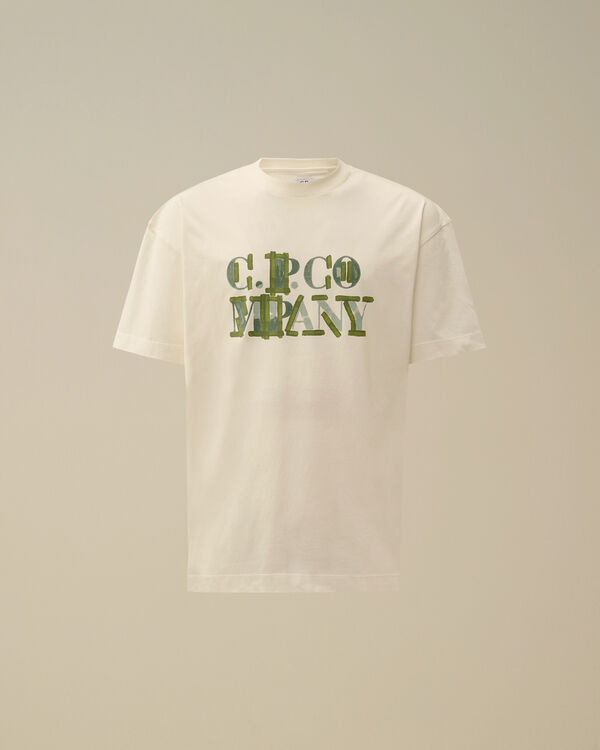 c.p. company 30/1 Jersey Blurred Logo T-Shirt GAUZE WHITE