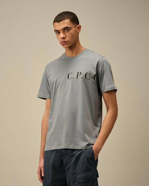 C.p. Company 30/1 Jersey Front-Back Logo T-Shirt STORMY WEATHER - BLUE