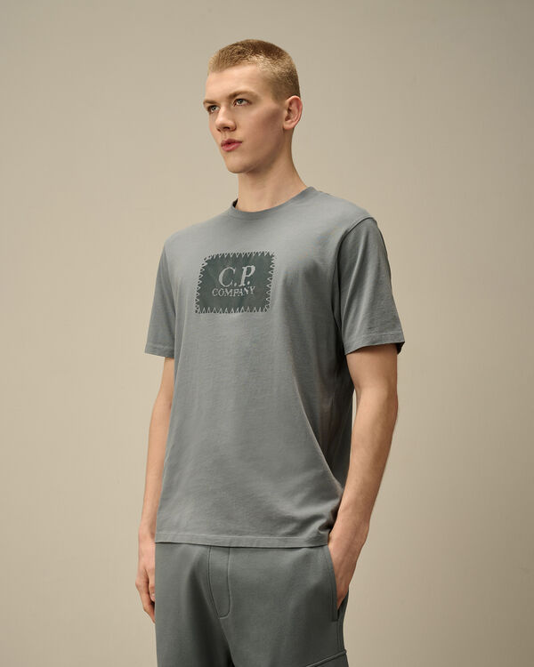C.p. Company 30/1 Jersey Logo Label T-Shirt STORMY WEATHER - BLUE