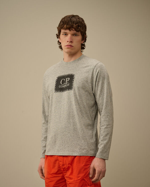 C.p. Company 30/1 Jersey Longsleeve Logo T-Shirt GREYSTONE MELANGE - GREY