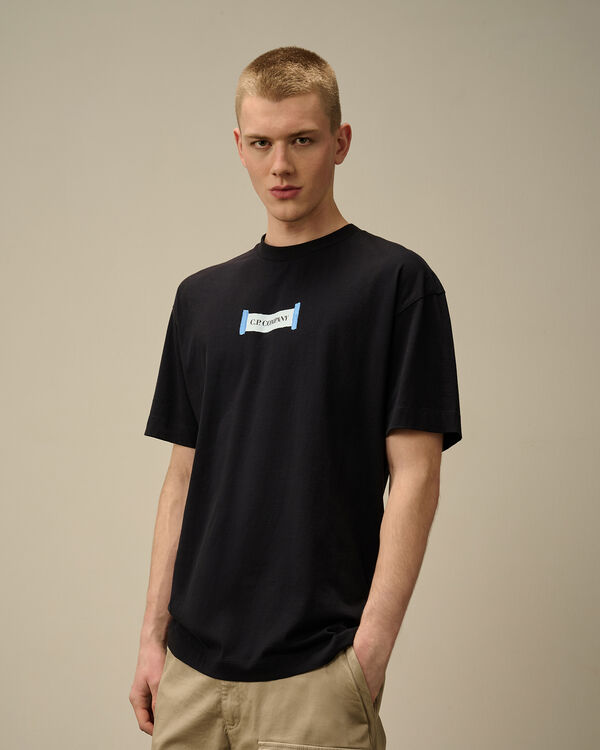 C.p. Company 30/1 Jersey Printed Logo T-Shirt TOTAL ECLIPSE - BLUE