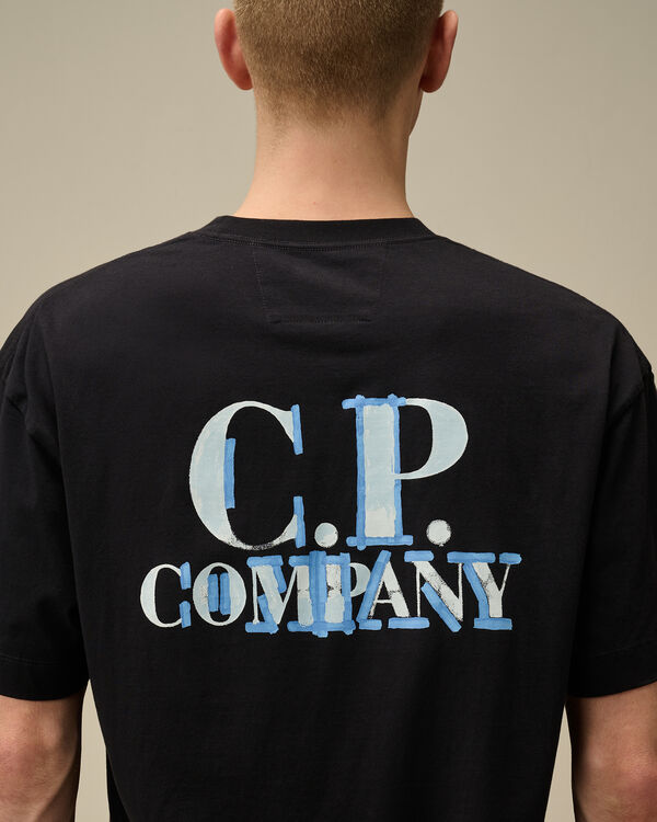 C.p. Company 30/1 Jersey Printed Logo T-Shirt TOTAL ECLIPSE - BLUE
