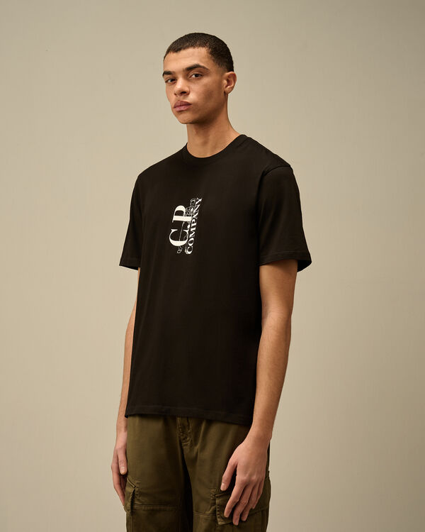 C.p. Company 30/1 Jersey Vertical Logo T-Shirt BLACK