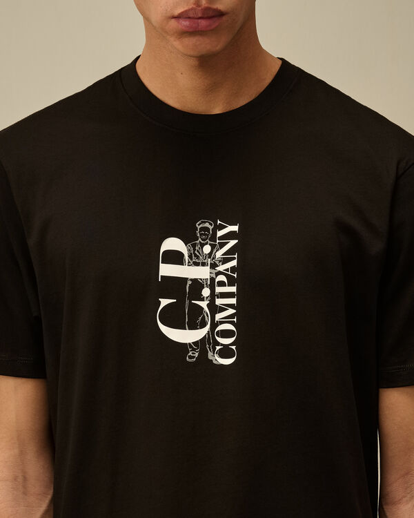 C.p. Company 30/1 Jersey Vertical Logo T-Shirt BLACK