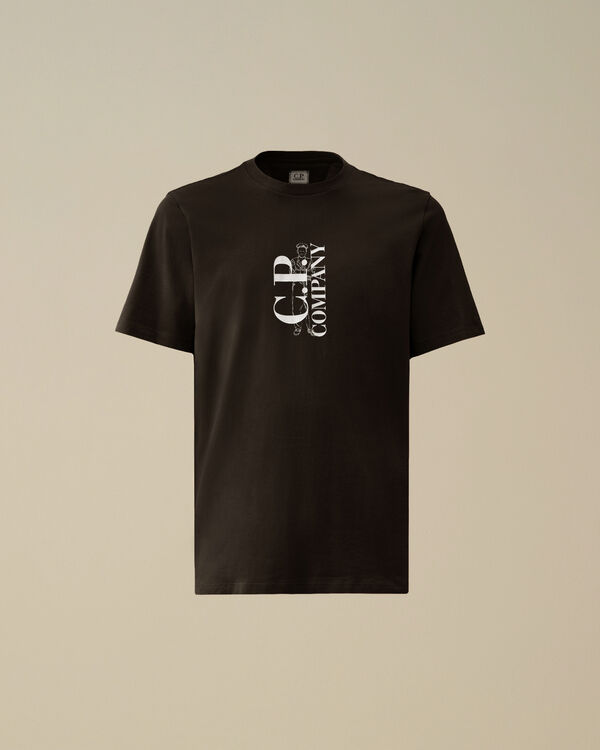 c.p. company 30/1 Jersey Vertical Logo T-Shirt BLACK
