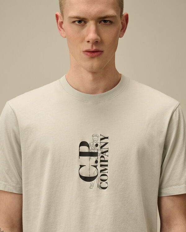 C.p. Company 30/1 Jersey Vertical Logo T-Shirt BLUE FOX - GREY