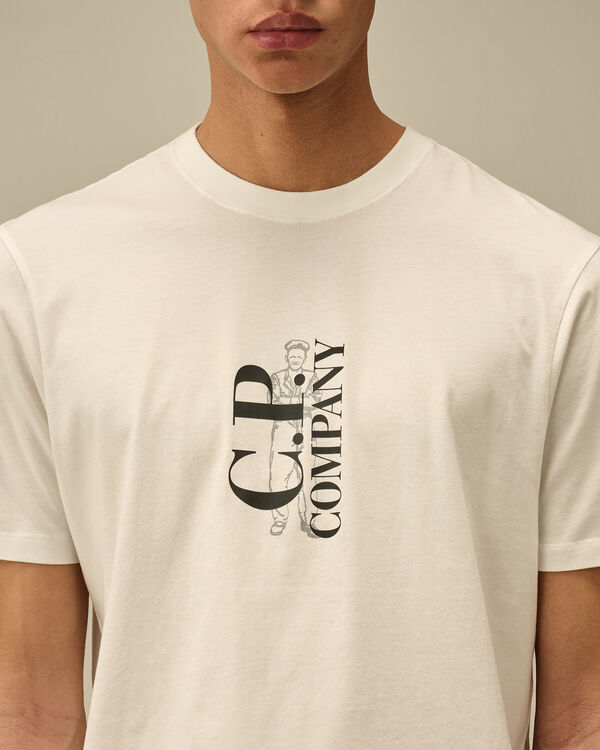 C.p. Company 30/1 Jersey Vertical Logo T-Shirt GAUZE WHITE