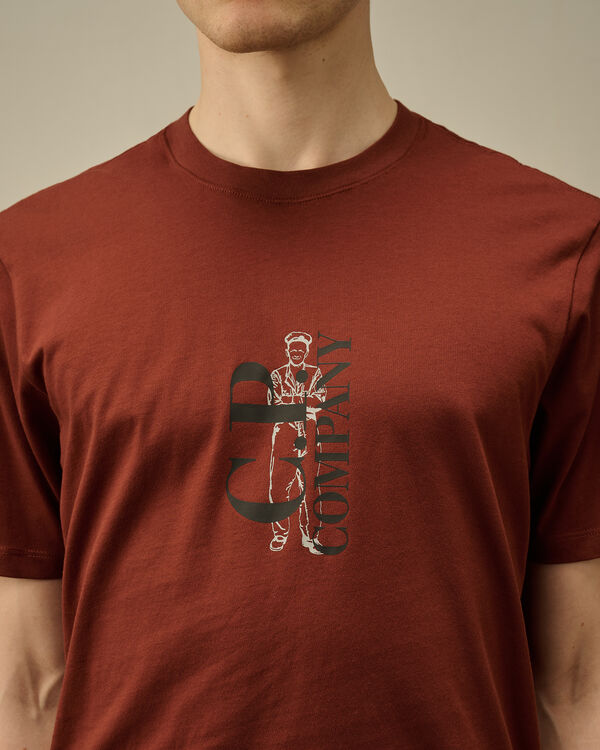 C.p. Company 30/1 Jersey Vertical Logo T-Shirt SABLE - BROWN