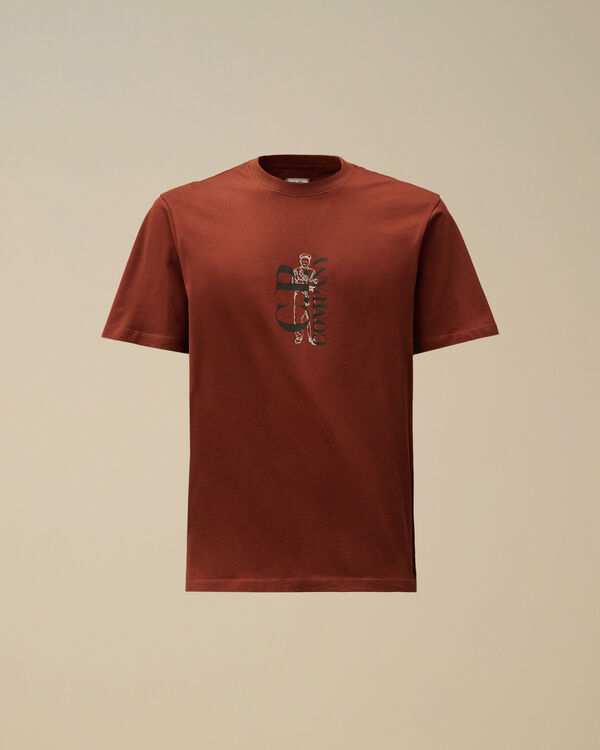 c.p. company 30/1 Jersey Vertical Logo T-Shirt SABLE - BROWN
