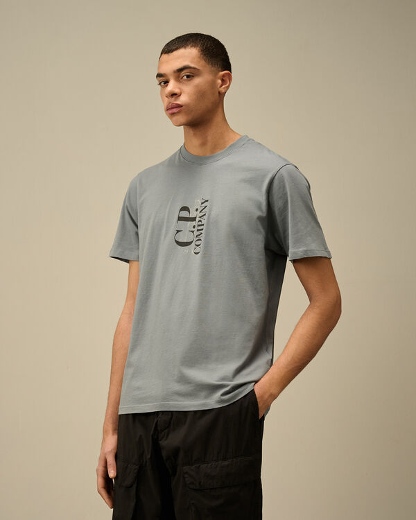 C.p. Company 30/1 Jersey Vertical Logo T-Shirt STORMY WEATHER - BLUE
