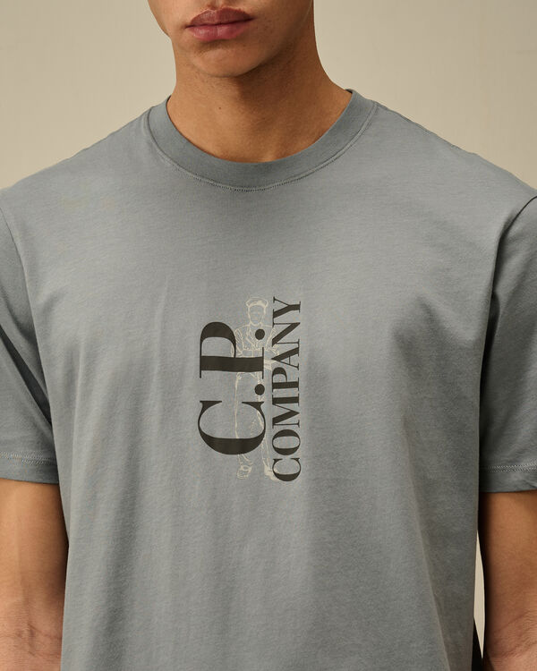 C.p. Company 30/1 Jersey Vertical Logo T-Shirt STORMY WEATHER - BLUE