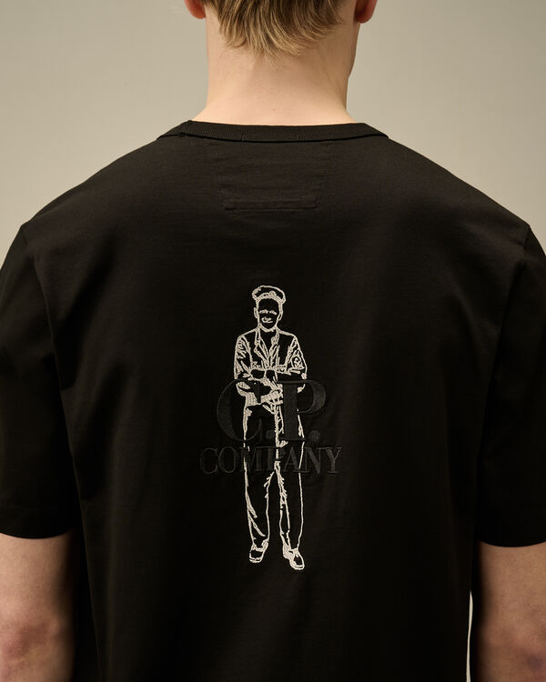 C.p. Company 30/2 Mercerized Jersey Twisted British Sailor T-Shirt BLACK