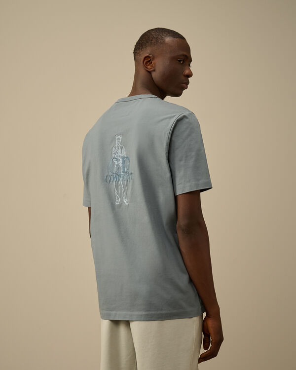 C.p. Company 30/2 Mercerized Jersey Twisted British Sailor T-Shirt STORMY WEATHER - BLUE