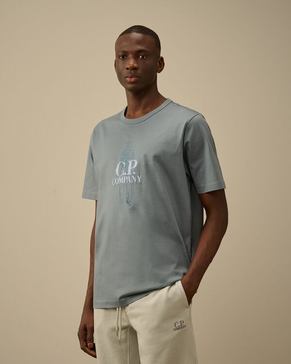 C.p. Company 30/2 Mercerized Jersey Twisted British Sailor T-Shirt STORMY WEATHER - BLUE