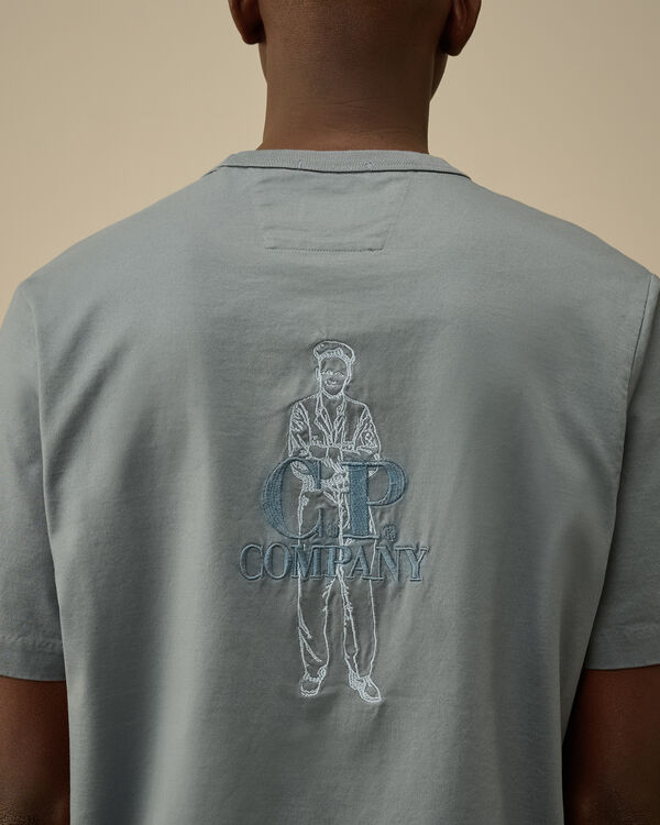 C.p. Company 30/2 Mercerized Jersey Twisted British Sailor T-Shirt STORMY WEATHER - BLUE