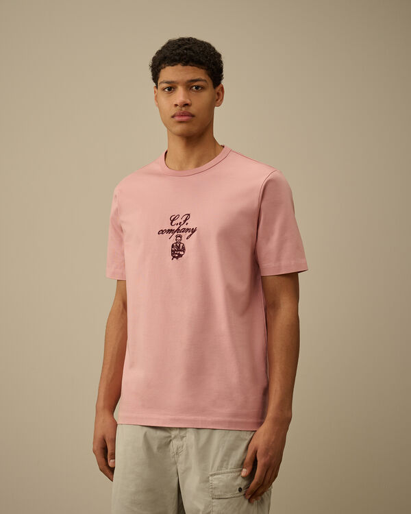 C.p. Company 30/2 Mercerized Jersey Twisted Embroidery T-Shirt MISTY ROSE - PINK