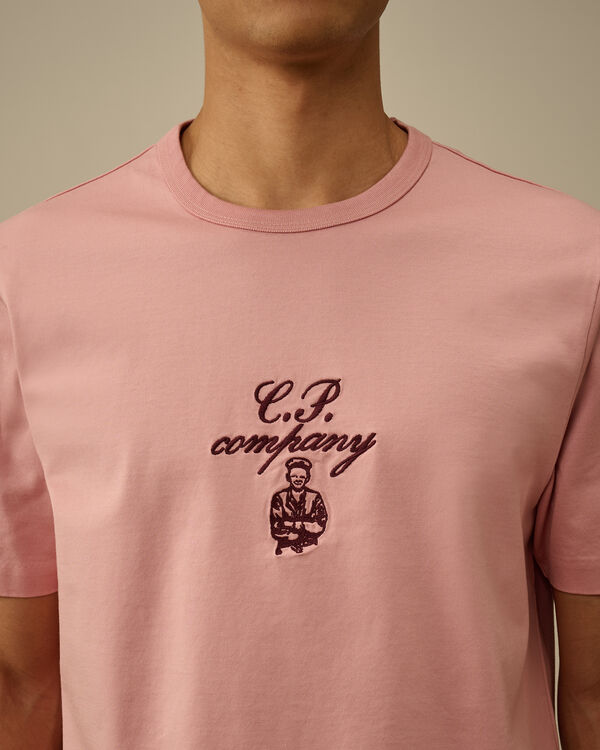 C.p. Company 30/2 Mercerized Jersey Twisted Embroidery T-Shirt MISTY ROSE - PINK