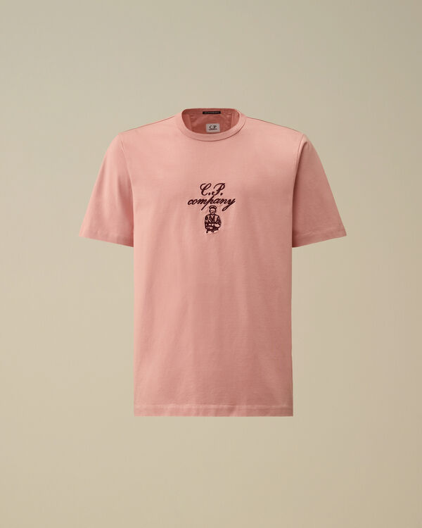 c.p. company 30/2 Mercerized Jersey Twisted Embroidery T-Shirt MISTY ROSE - PINK