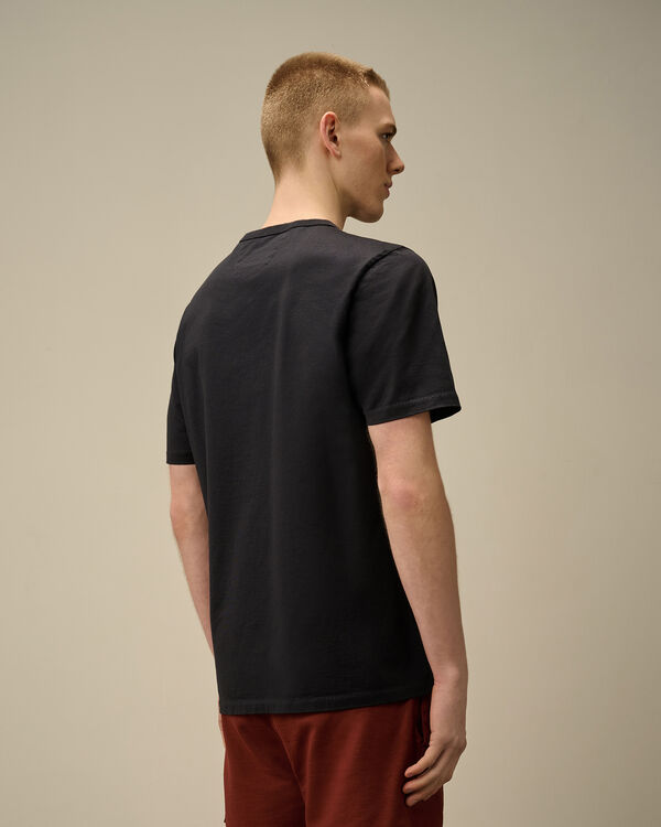 C.p. Company 30/2 Mercerized Jersey Twisted Embroidery T-Shirt TOTAL ECLIPSE - BLUE