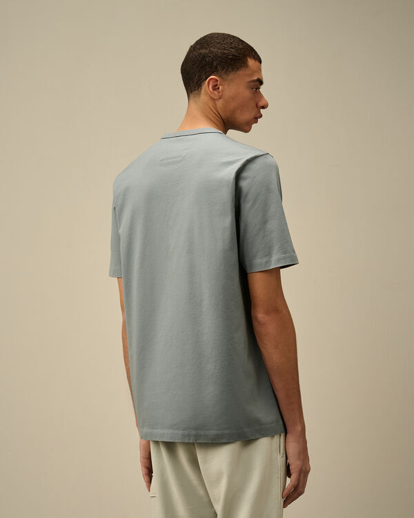 C.p. Company 30/2 Mercerized Jersey Twisted Typographic Logo T-Shirt STORMY WEATHER - BLUE