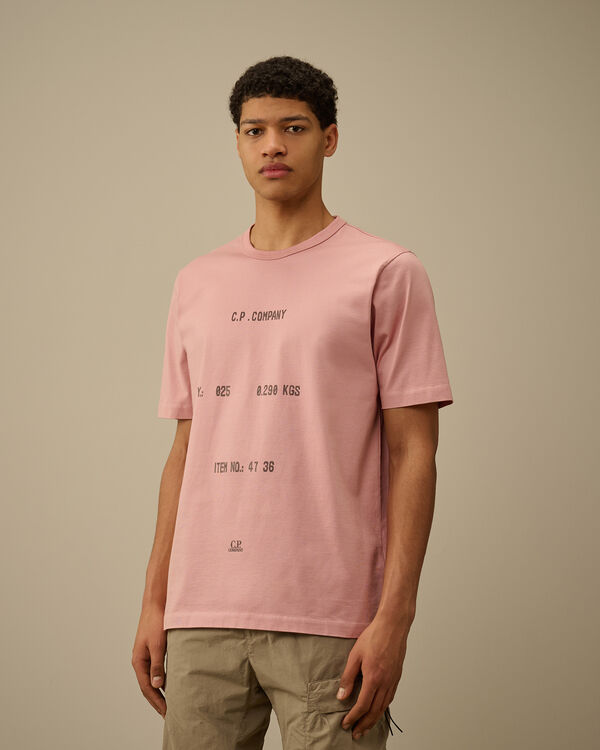 C.p. Company 30/2 Mercerized Jersey Twisted Typographic Logo T-Shirt MISTY ROSE - PINK