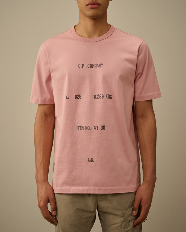 C.p. Company 30/2 Mercerized Jersey Twisted Typographic Logo T-Shirt MISTY ROSE - PINK
