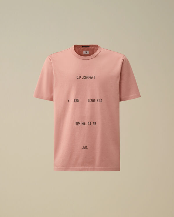 c.p. company 30/2 Mercerized Jersey Twisted Typographic Logo T-Shirt MISTY ROSE - PINK