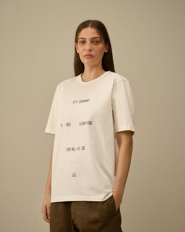 C.p. Company 30/2 Mercerized Jersey Twisted Typographic Logo T-Shirt GAUZE WHITE